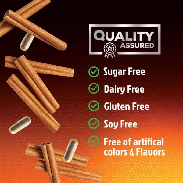 Pure Cinnamon Capsules, Certified Organic Ceylon Cinnamon Pills 120 Capsules