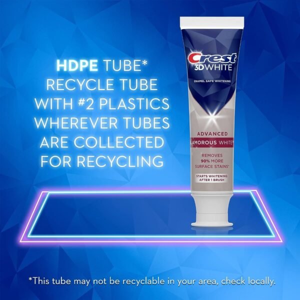 Crest 3D White Advanced Glamorous White Teeth Whitening Toothpaste, 3.3 oz, Pack of 3