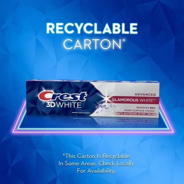 Crest 3D White Advanced Glamorous White Teeth Whitening Toothpaste, 3.3 oz, Pack of 3