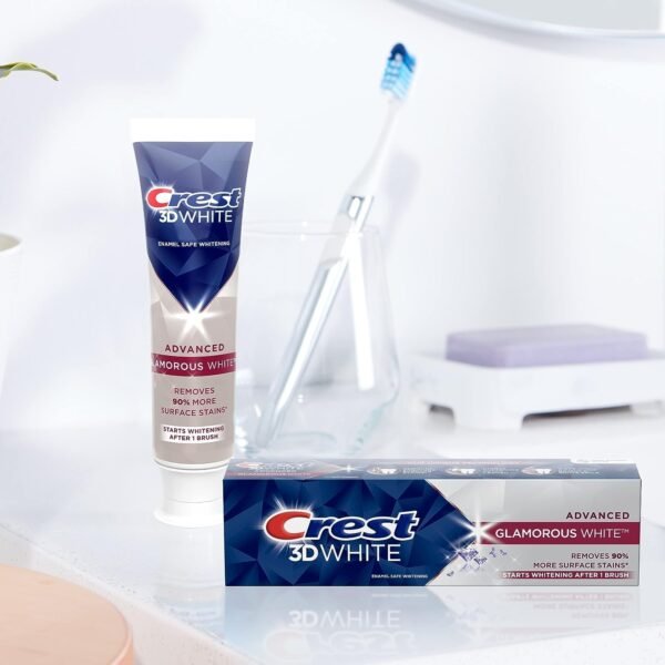Crest 3D White Advanced Glamorous White Teeth Whitening Toothpaste, 3.3 oz, Pack of 3