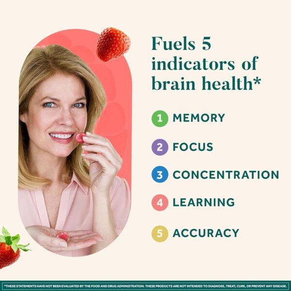 NEURIVA Plus Brain Supplement for Memory,Focus & Concentration 50ct Strawberry Gummies