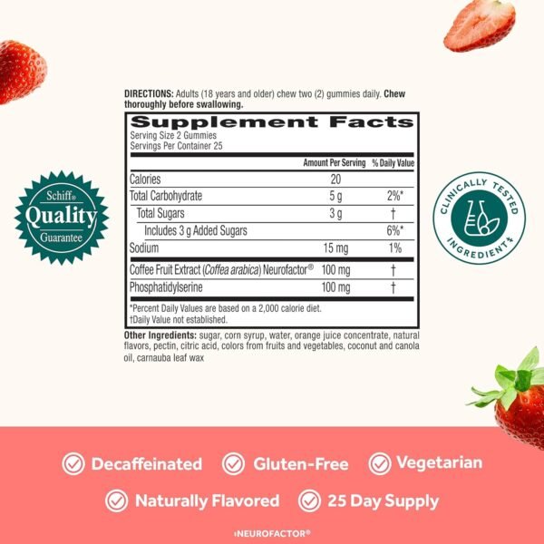 NEURIVA Plus Brain Supplement for Memory,Focus & Concentration 50ct Strawberry Gummies