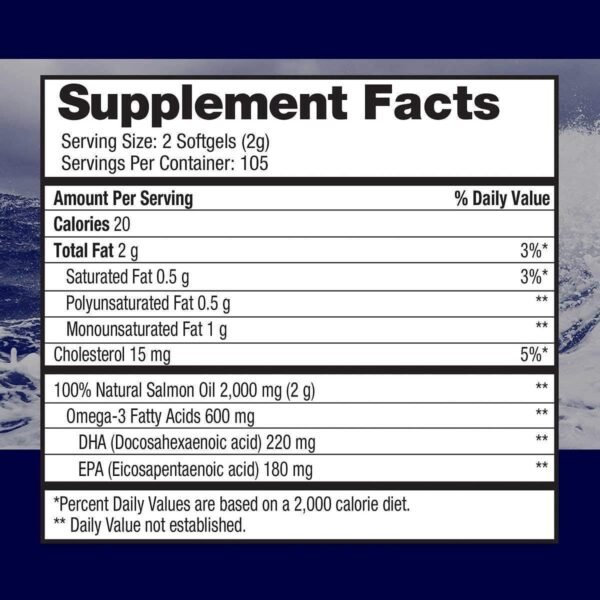 Pure Alaska Omega-3 Wild Alaskan Salmon Oil 1000mg 210 Softgels