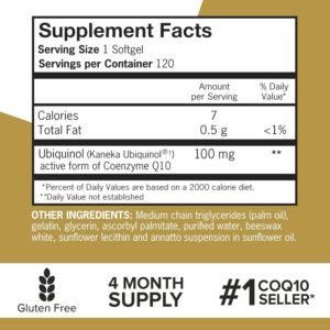 Qunol Ubiquinol CoQ10 100mg 120 Softgels, Ubiquinol