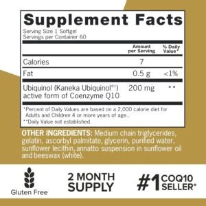 Qunol Ubiquinol CoQ10 200mg 60 Softgels, Ubiquinol