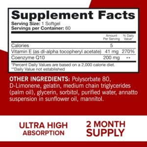 Qunol CoQ10 200mg 60 Softgels, Ultra CoQ10