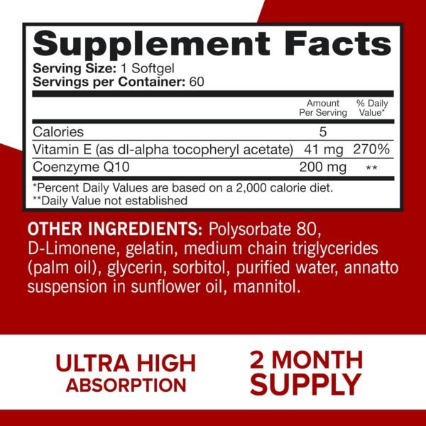 Qunol CoQ10 200mg 60 Softgels, Ultra CoQ10
