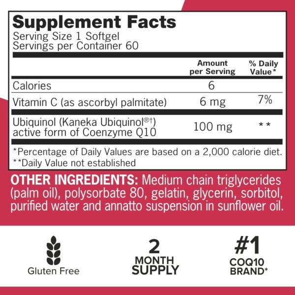 Qunol Mega Ubiquinol CoQ10 100mg Softgels
