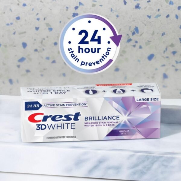 Crest 3D White Brilliance Bright Mint Teeth Whitening Toothpaste, 4.3 oz